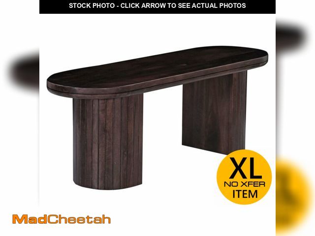 Lot 74-13012223 - Benjara Rue Dining Bench, 70 Inch Oval Top, Grooved Round Panel Legs, Walnut Brown - UNUSED