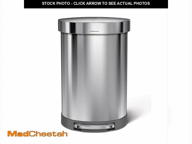 Lot 74-13927630 - simplehuman 60 Liter Semi-Round Hands-Free Kitchen Step Stainless Steel Trash Can with Soft-Close Li...