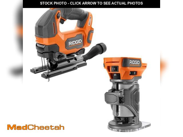 Lot 74-13135974 - RIDGID 18V Brushless Cordless 2-Tool Combo Kit with Jig Saw and Router (Tools Only) - USED