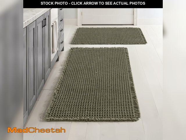 Lot 74-12975369 - MIULEE Set of 2 Waffle Bathroom Rugs, Super Absorbent Non Slip Bath Rugs, Washable Bath Mats with Ta...