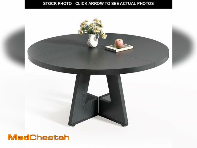 Lot 74-13932059 - LITTLE TREE Round Dining Table for 4-6 People, 47 Inches Dining Room Table with Wooden Pedestal Base...
