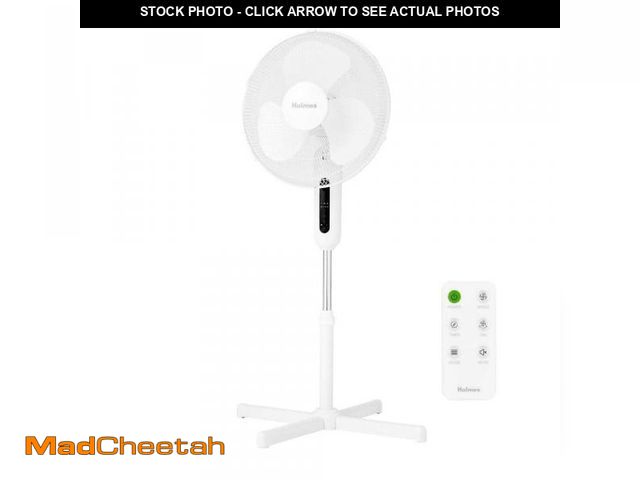 Lot 74-11825925 - Holmes 16 in. Digital Oscillating 3-Speed Stand Fan with Remote Control White - UNUSED
