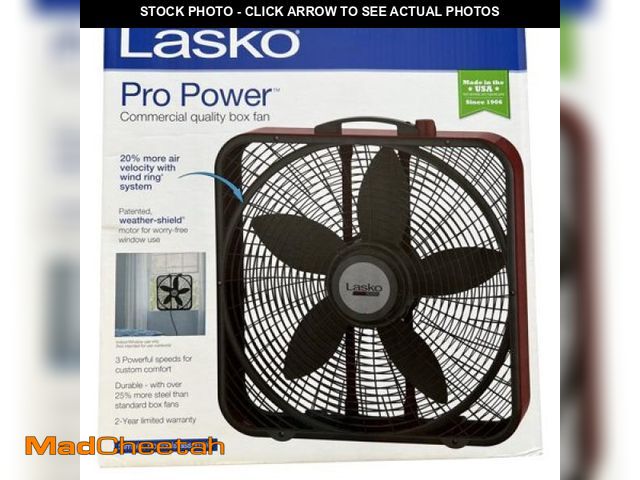 Lot 74-12158394 - Lasko 20  3-Speed Pro Power Industrial Grade Box Fan  22.5  H  B20548  New - UNUSED