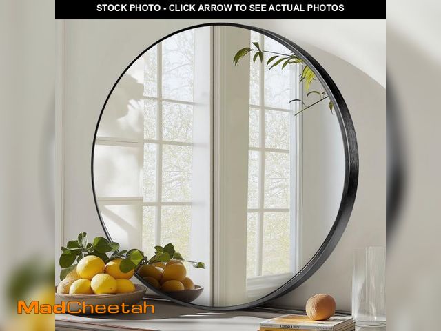 Lot 74-12515222 - EDX 24" Wall Round Mirror with Crystal Clear Reflection, Convenient Hanging Hooks, and Premium Alumi...