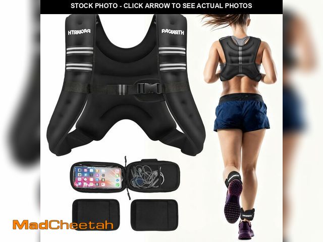 Lot 74-14300659 - PACEARTH Women Weighted Vest for Walking, Workout Training Vest with Arm-Strap Phone Pouch &amp; Sho...