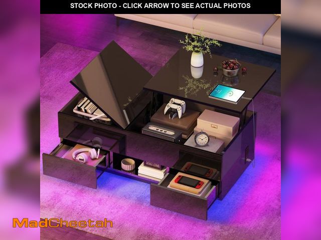 Lot 74-12360119 - YITAHOME LED Lift Top Coffee Tables with Power Outlets Charging Station for Living Room, Modern Coff...