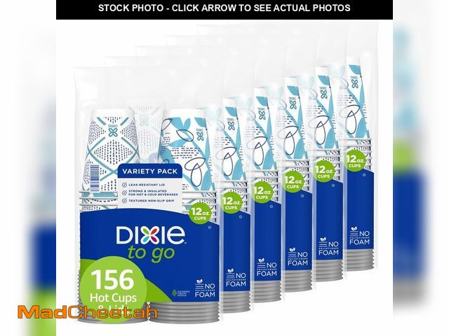 Lot 74-13772554 - Dixie To Go Paper Coffee Cups With Lids, 12 oz, 156 Count (6 packs of 26 cups), Disposable Insulated...