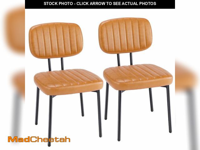 Lot 74-12767704 - edx Dining Chairs Set of 2, Mid Century Modern Kitchen Chairs with Faux Leather for Kitchen, Living ...