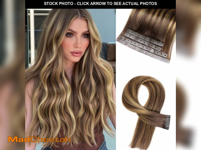 Lot 74-12716234 - PU Invisible Hole Weft Human Hair Extensions Bead Weft Hair Extension Remy Human Hair T4/27 Balayage...