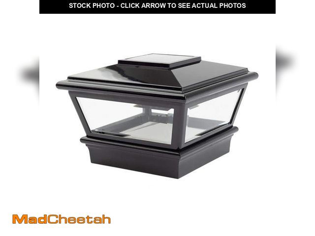 Lot 74-14594784 - Deckorators VersaCap 4. in x 4 in. Black Plastic Pyramid Solar LED Post Cap with Multi-Fit Adaptor 1...