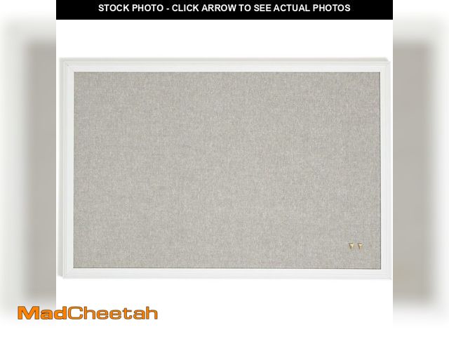 Lot 74-12760558 - U Brands Farmhouse Linen Bulletin Board, 30" x 20", White Wood Style Frame, Includes Push Pins - UNU...