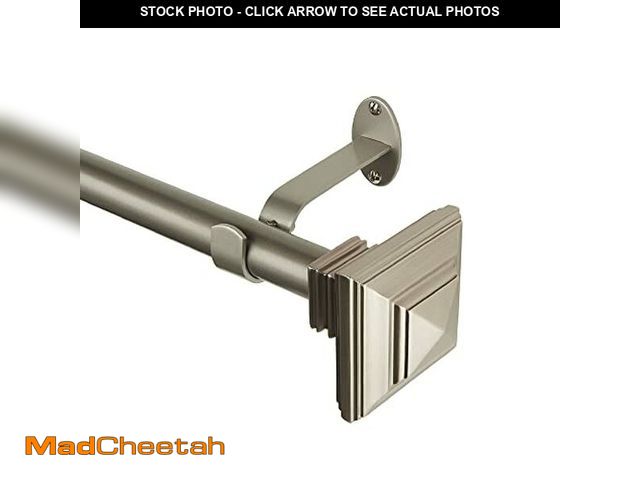 Lot 74-12632973 - Elrene Home Fashions Florence Single Curtain Rod with Stacked Square Finials, 1" Diameter, (Polished...