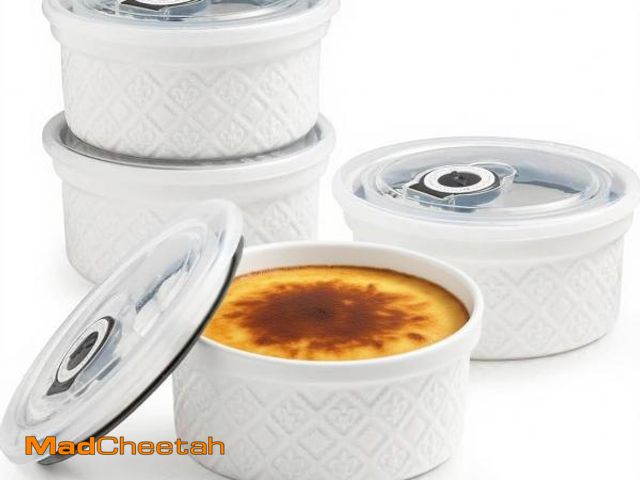Lot 74-11553689 - MISSYSSIM 12 oz Ramekin Oven Safe, Creme Brulee Ramekins with Lids, Small White Ceramic Ramekin, Min...