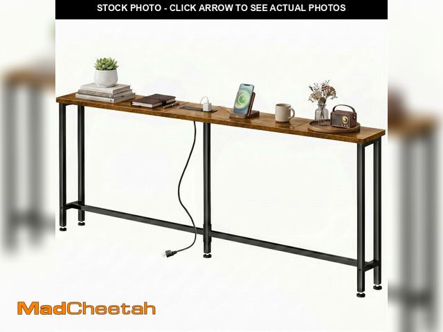 Lot 74-14208648 - flevra 70" Narrow Sofa Table with Outlet (2 AC Outlets &amp; 2 USB Ports), Behind Couch Table with C...