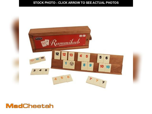 Lot 74-12114807 - Front Porch Classics, Rummikub Vintage Edition in All-Wood Storage Case with 4 Built-in Player Trays...