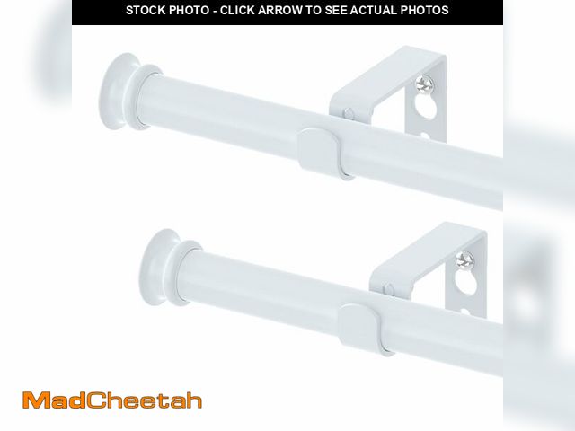 Lot 74-12971023 - Curtain Rods 2 Pack 5/8 inch White Curtain Rods for Windows 30 to 88 Inch with Brackets Easy to Inst...