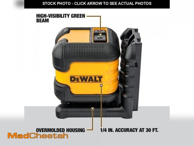 Lot 74-11825724 - DEWALT 55 ft. Green Self-Leveling Cross Line Laser Level with (2) AA Batteries &amp; Case - UNUSED