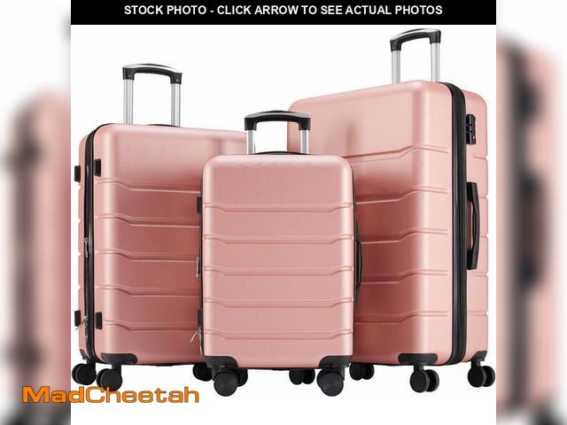 Lot 74-12887343 - CONCETTA 3 Pcs ABS Hardside Luggage Sets, Lightweight Expandable Hard Shell Rolling Suitcase TSA Loc...