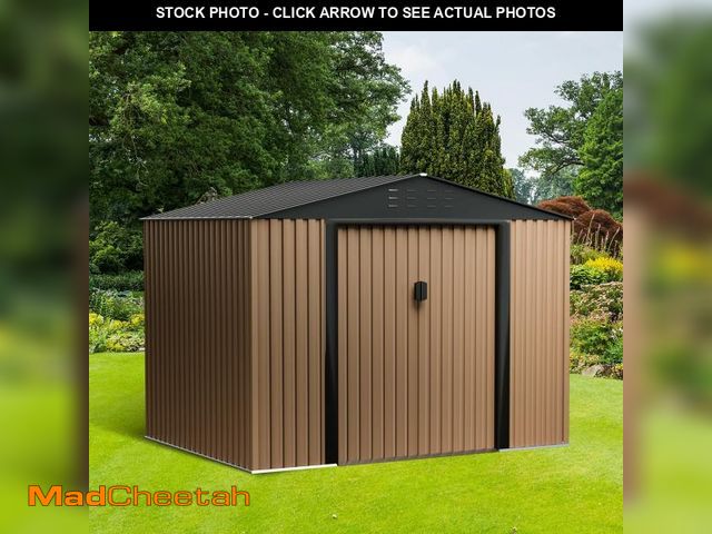 Lot 74-12127649 - Outdoor Storage Shed, 8 x 6 FT Metal Storage Shed, Metal Garden Tool Shed with Roof, Door &amp; Lock...