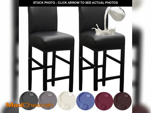 Lot 74-11551083 - HFCNMY Bar Stool Covers,2 Pack Stretch Waterproof PU Bar Stool Covers with Backs Bar Stool Chair Cov...