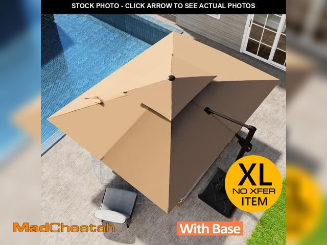 Lot 74-12594752 - Pellebant 2-Tier Top 9 ft. x 11.5 ft. Aluminum Cantilever Offset 360ÃâÃÂ° Rotation Patio Umbrell...