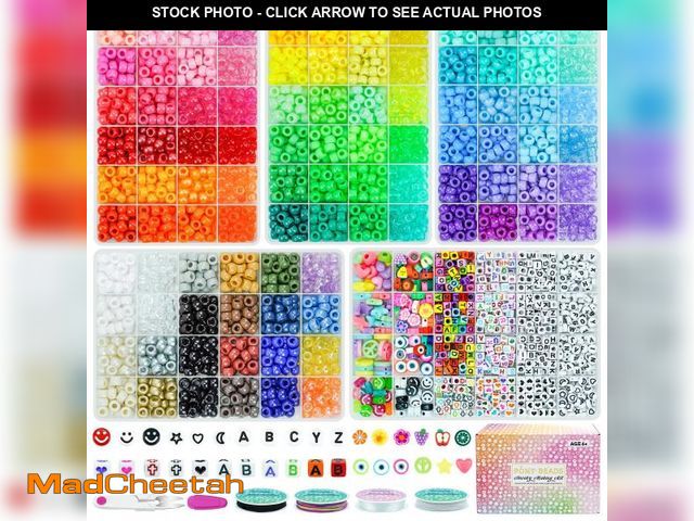 Lot 74-12212456 - 5 Boxes Bracelet Making Kit Pony Beads, 96 Colors 6x9mm Kandi Rave Beads for Bracelets Friendship Pl...