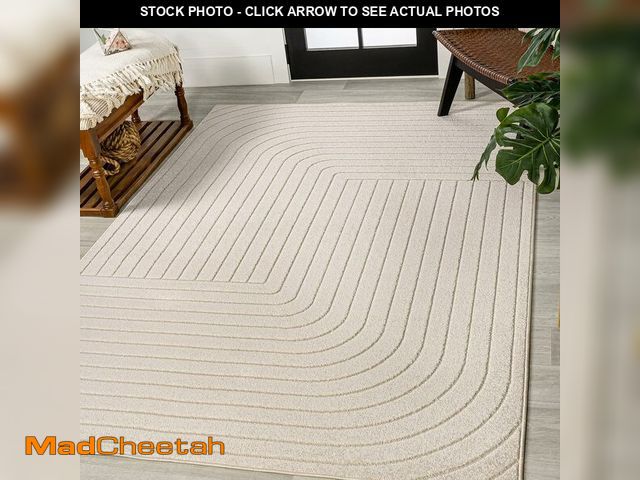 Lot 74-13074893 - JONATHAN Y Odense High-Low Angle Ivory/Cream Indoor/Outdoor Area Rug, 8x10, Modern, Contemporary, Ge...