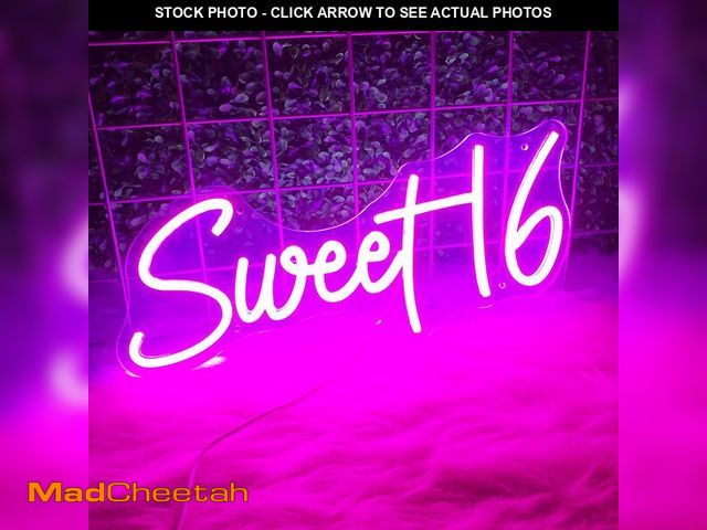 Lot 74-12708159 - 16.8 Inch Sweet 16 Neon Sign, USB Powered with Dimmer Switch 16th Birthday Party Sign, Sweet Sixteen...