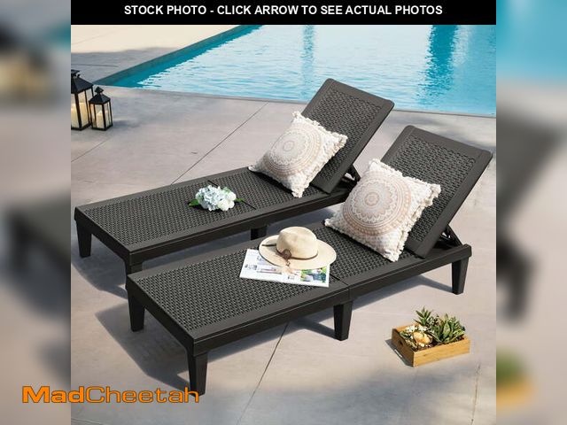 Lot 74-13816123 - Homall 2 Pieces Patio Lounge Chair Outdoor Adjustable Chaise Lounge Chair, Black - UNUSED