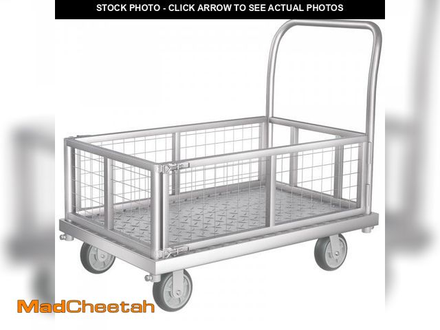 Lot 74-12199649 - 4-in-1 Platform Truck Cart with Cage, Multi-Purpose Heavy Duty Steel Flatbed Cart with 2200lbs Capac...