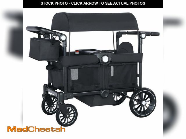 Lot 74-13505763 - AILEEKISS Collapsible Wagon Stroller for 2 Toddlers with Adjustable Canopy, 44 Pounds, Black - USED