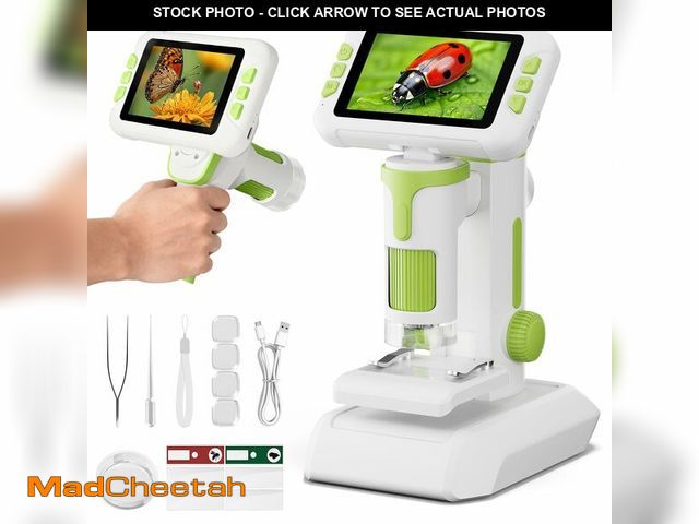 Lot 74-14268064 - HEWEIMEI 1600X Microscope for Kids, 1080P 4.0" Digital Screen Kids Microscopes with Slides Kit, Educ...