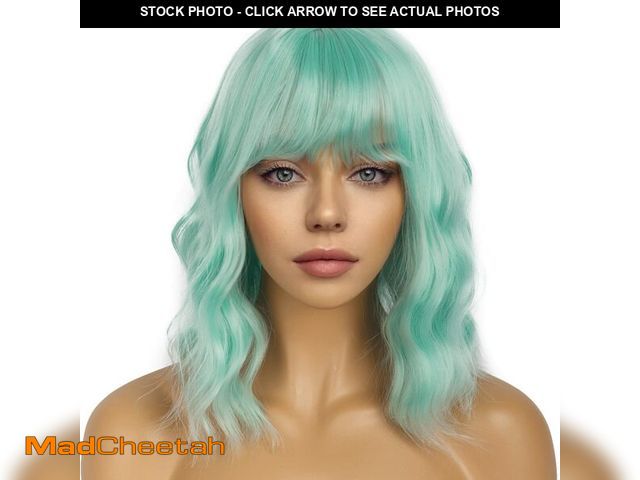 Lot 74-12713940 - LANCAINI Short Bob Wigs with Bangs for Women Loose Wavy Wig Curly Wavy Shoulder Length Bob Synthetic...