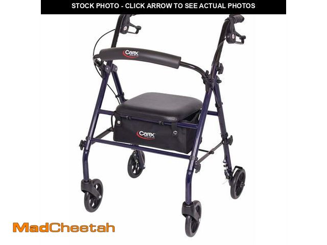 Lot 74-13816705 - Carex Steel Rollator Transport Walker with Padded Seat, 6" Wheels &amp; Storage Pouch, 350 lb Capaci...