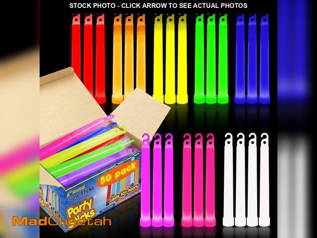 Lot 74-13718510 - PartySticks Glow Sticks Party Supplies for Kids and Adults (50pk Assorted) - 6 Inch Bulk Glow Light ...