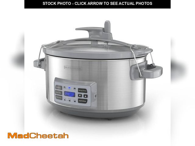Lot 74-12690737 - BLACK+DECKER 7 Qt. Stainless Steel Electric Slow Cooker with Temperature Probe and Precision Sous-Vi...
