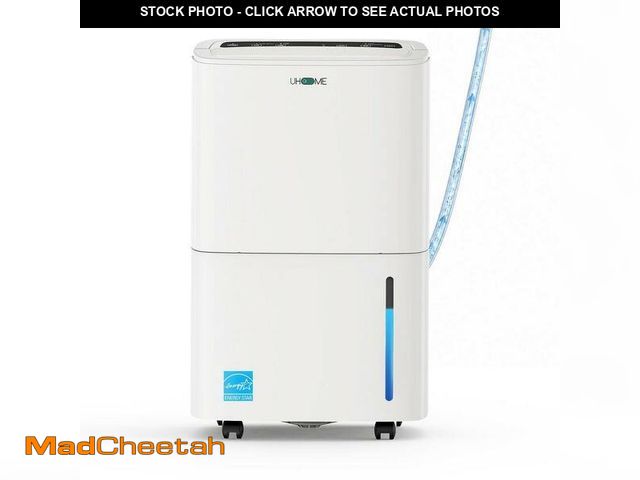 Lot 74-14193084 - Edendirect 150 pt. 7,000 sq.ft. Dehumidifier in. White with Pump, Drain Hose and Bucket for Basement...