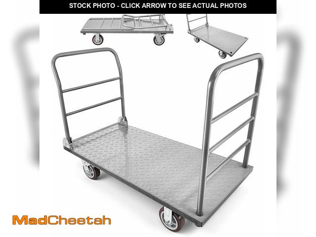 Lot 74-14613844 - VEVOR 2 in 1Platform Truck, 2650 LBS Heavy Duty Flatbed Cart Dolly with Detachable Rear Guardrail an...