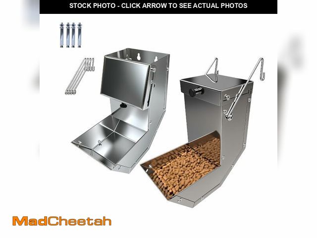 Lot 74-14302243 - Small Animal Feeder for Rabbits - Stainless Steel Gravity Feeding with Sliding Lid, Anti-Corrosion, ...