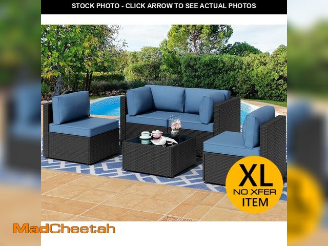 Lot 74-12572064 - Shintenchi 5 Pieces Outdoor Patio Sectional Sofa Couch, PE Wicker Furniture Sets, Patio Conversation...