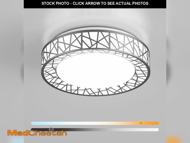 Lot 74-13775166 - Lightania 12 Inch Flush Mount Ceiling Light, Modern Brushed Nickel LED Ceiling Light Fixture, 20W 14...