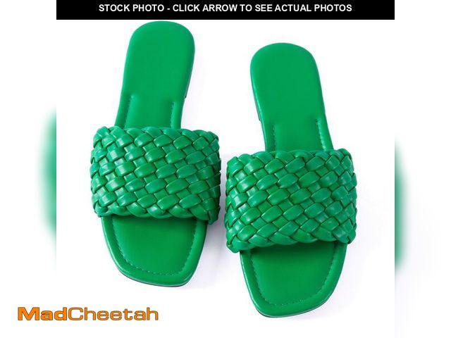 Lot 74-12715118 - Mtzyoa Braided Flat Sandals for Women Woven Green Size 9.5 Casual Dressy Fashion Summer Comfortable ...