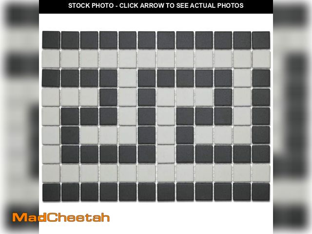 Lot 74-14361794 - Merola Tile Gotham 1 in. Greek Key Border Black and White 9 in. x 12 in. Porcelain Floor and Wall Mo...