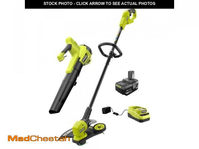 Lot 74-12068852 - ONE+ 18V Cordless Battery String Trimmer/Edger and Jet Fan Blower Combo Kit (2-Tools) with 4.0 Ah Ba...