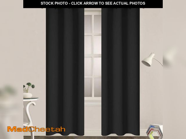 Lot 74-12123413 - Yakamok Black Room Darkening Grommet Window Drapes Blackout Curtains Thermal Insulated Grommet Curta...