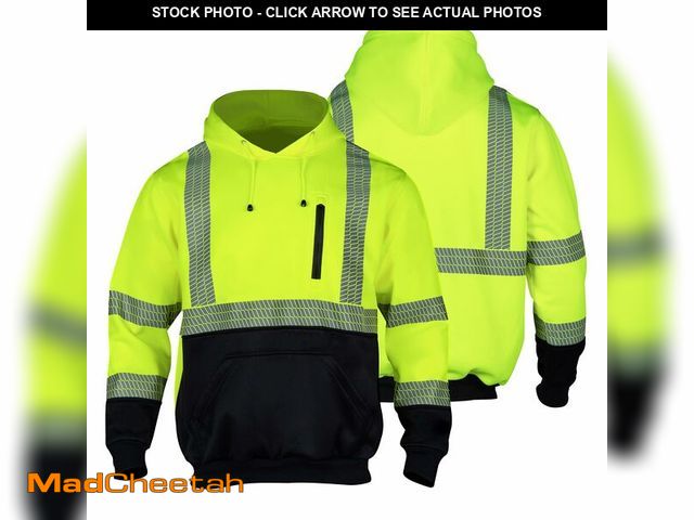 Lot 74-12972174 - FONIRRA High Visibility Safety Fleece Hoodie for Men Reflective Sweatshirt ANSI Class 3 with Black B...