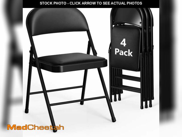 Lot 74-14436403 - WASUHE 4 Pcs Folding Chairs, PU Leather Padded Folding Chairs with Padded Cushion and Back, Portable...