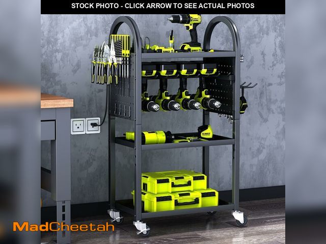 Lot 74-13951237 - KAFAHOM Power Tool Organizer - 4 Tier Rolling Tool Cart with 8-12 Drill Holder,Tool Storage Cart on ...