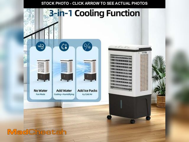 Lot 74-14596345 - 2,800 CFM 3-Speed 12 Gal. Portable Evaporative Cooler, Swamp Cooler for 650 sq. ft., Air Swing, Time...