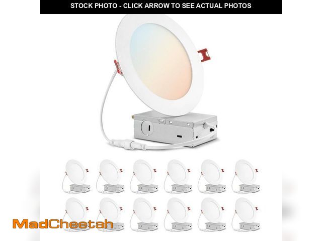 Lot 74-14307112 - Globe Electric 12-Pk 6 in. Contractor Series Adjustable CCT Dimmable Integrated LED Canless Recessed...